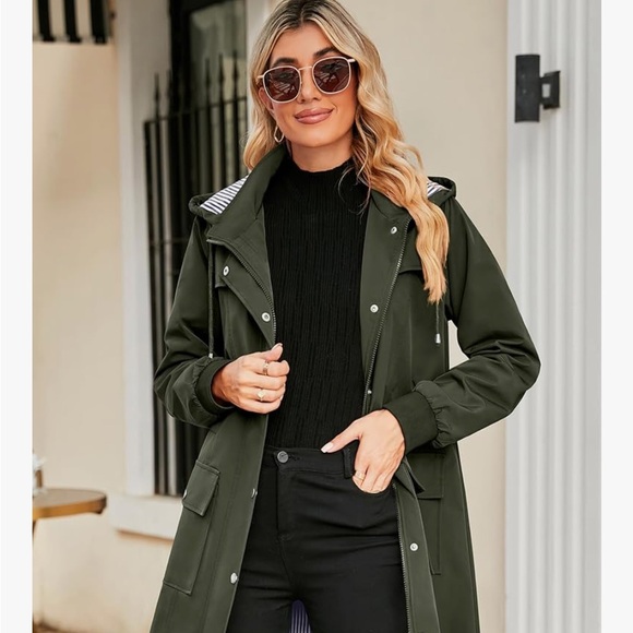 Bloggerlove Other - Bloggerlove Stylish Olive Green Rain Coat for Women